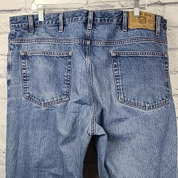 Eddie Bauer Men's 42x27 Classic Basic Heavy Weight Denim Blue Jeans Y2k - Picture 6 of 10